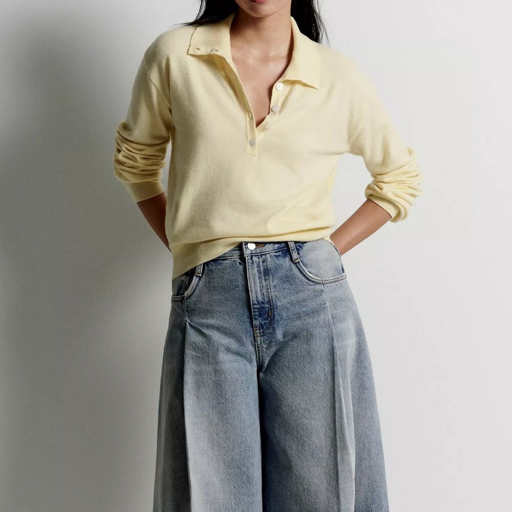 Pilcro Pleated Culotte Wide-Leg Denim Shorts - Picture 6 of 10